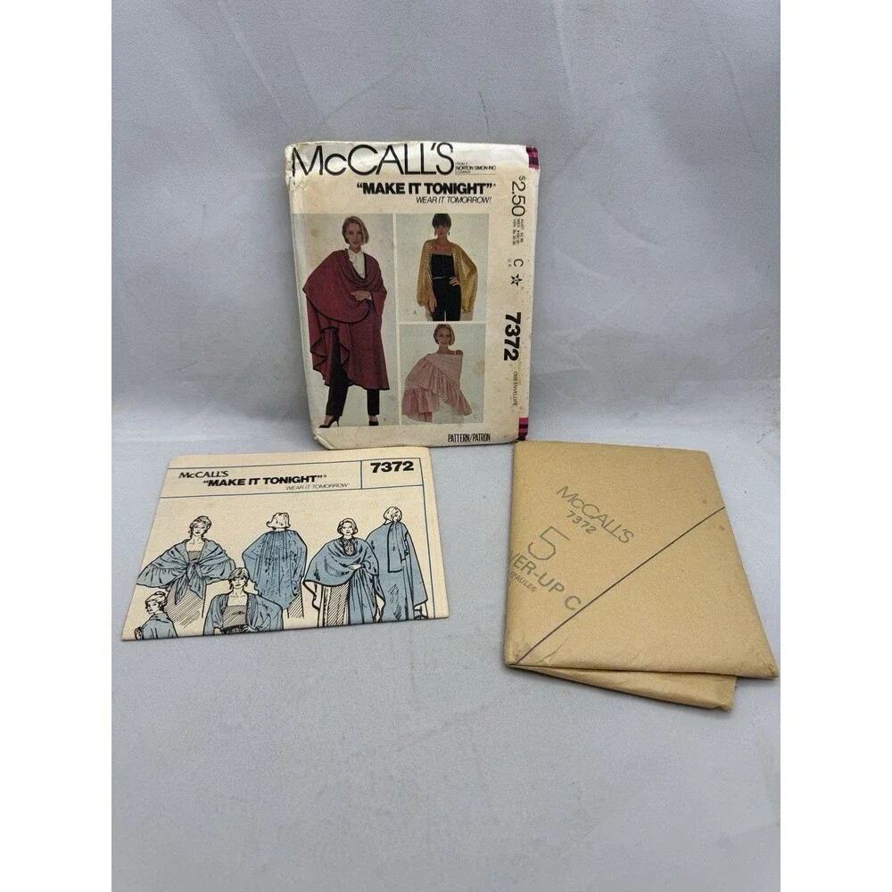 McCalls Sewing Pattern 7372 Misses Coverups Make Tonight Wear Tomorrow Cape 1980